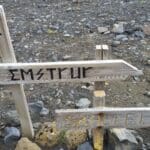 Hiking River Crossing In Iceland