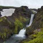 Water River At Iceland Mountains