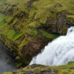 Water Falls View From Top At Iceland Mountains