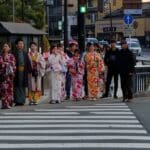 Japan People Crossing Road On Zebra Crossing